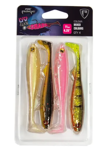 Fox Rage Slick Shad Mixed Colour Pack Slick Shad 11cm x4 Mixed UV Colour Pack