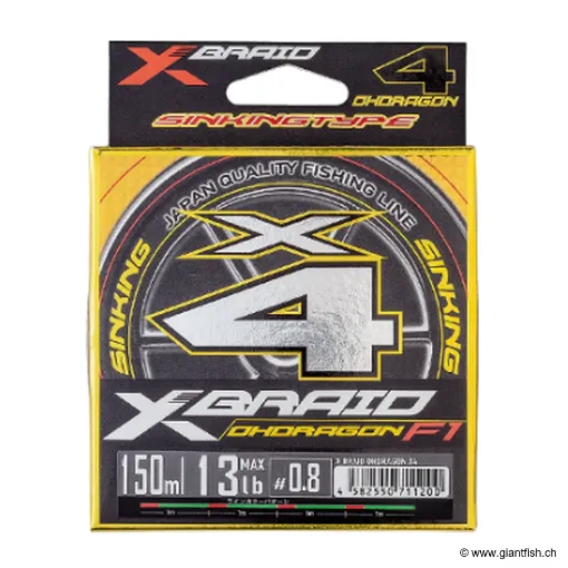 X BRAID OHDRAGON X4 - 150M - PE 1.5 - 22,5 LB